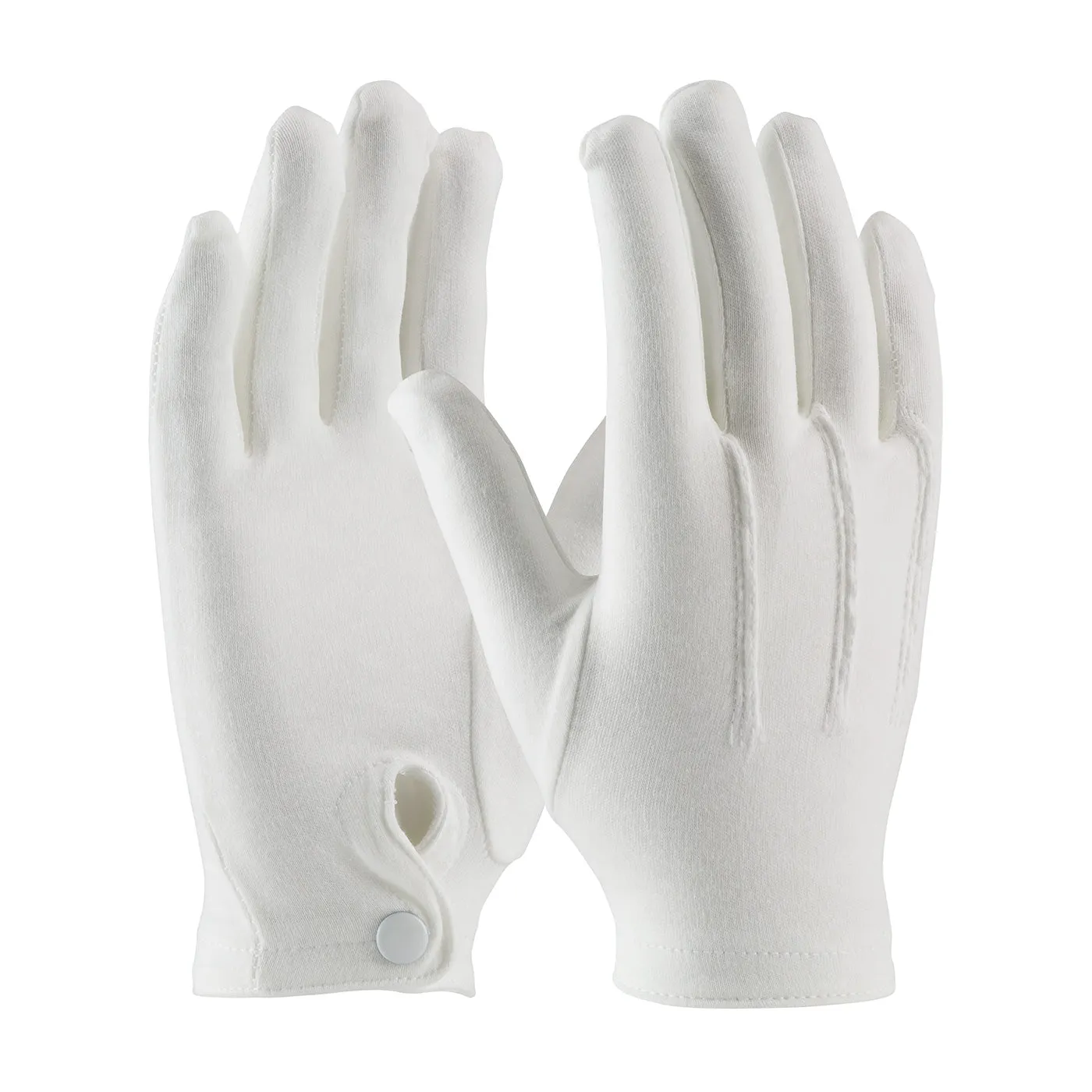 100% Cotton Dress Glove with Raised Stitching on Back - Snap Closure