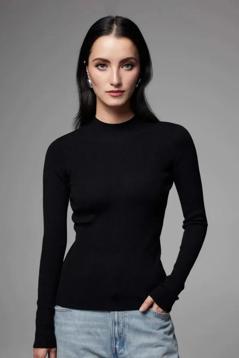 100 Merino Wool Seamless Mock Neck Sweater