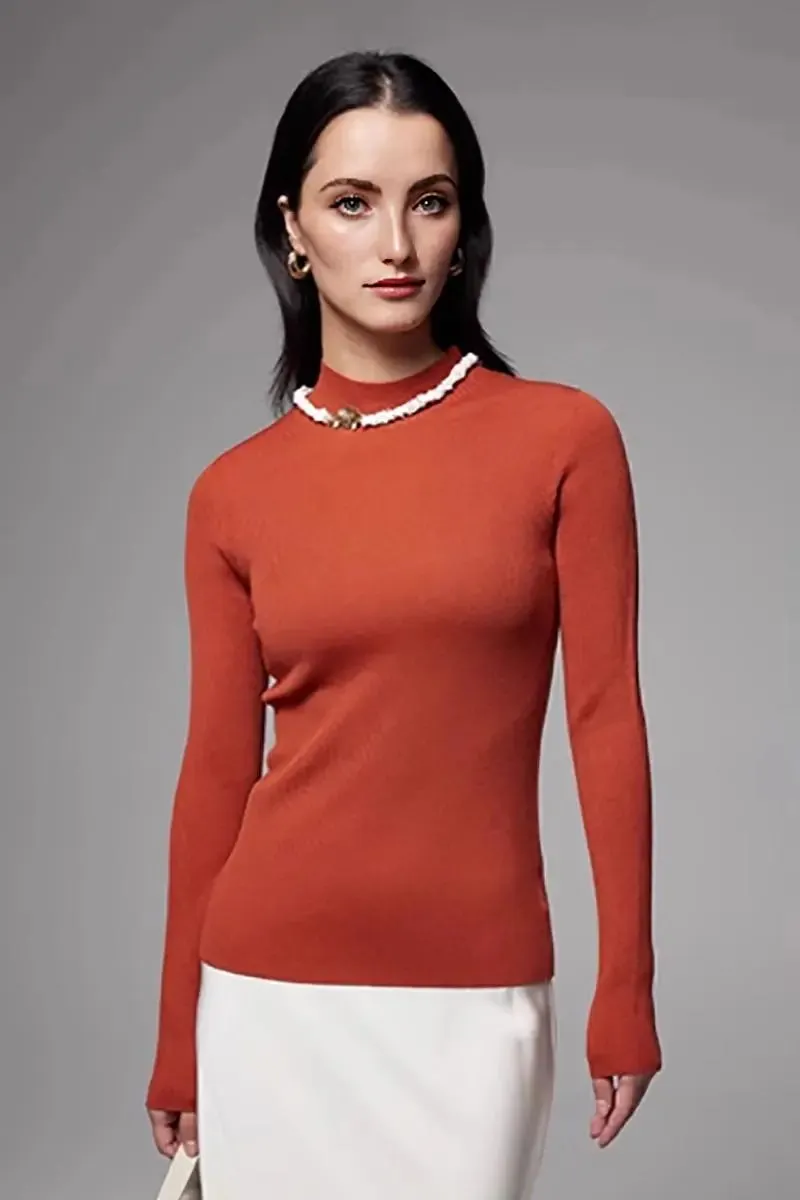 100 Merino Wool Seamless Mock Neck Sweater