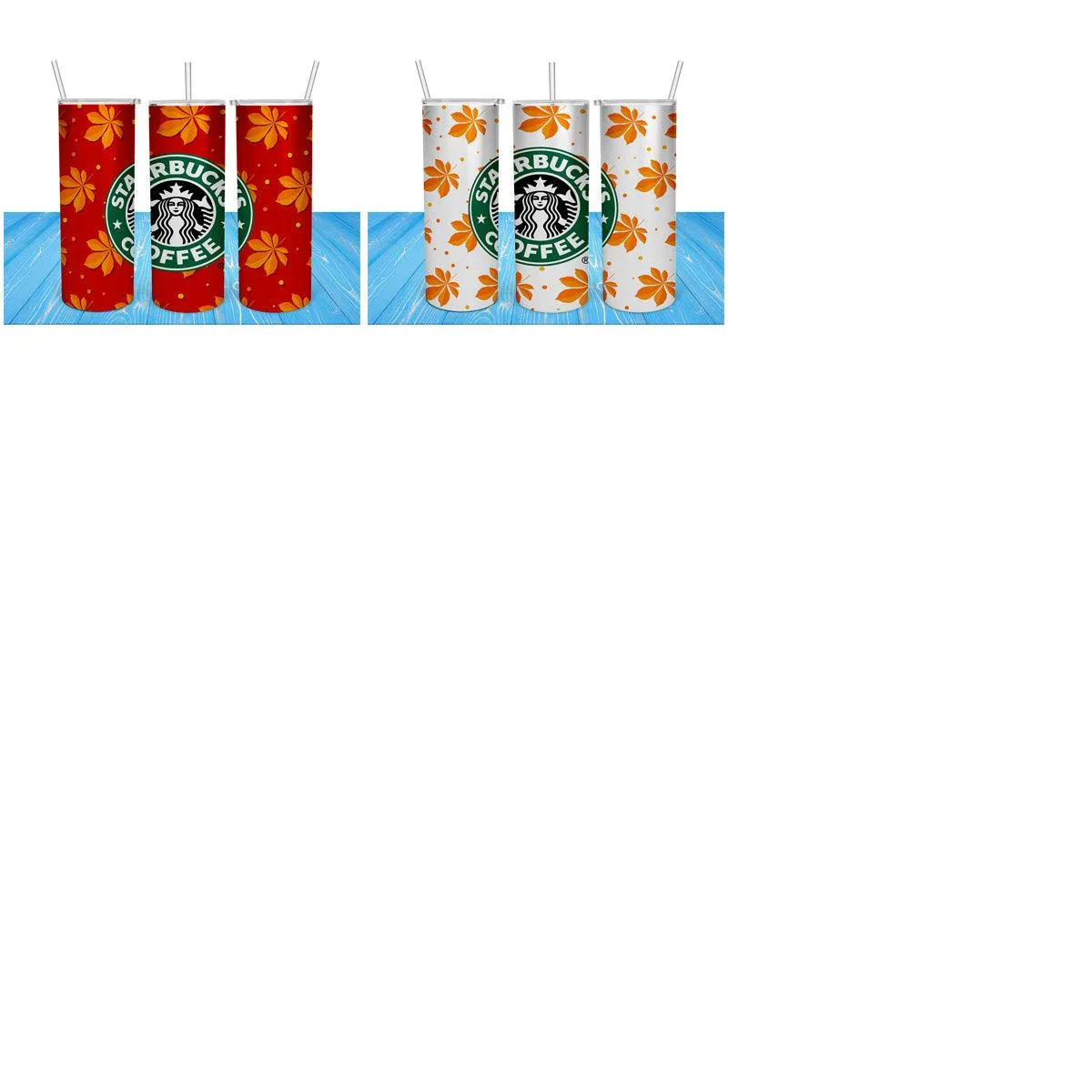 11 Autumn Fall Starbucks Tumbler Wrap Designs Bundle JPG