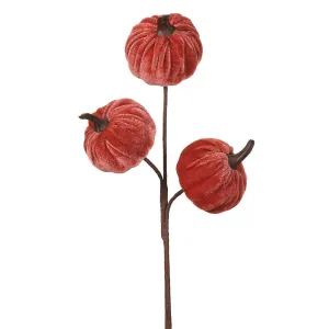 11" Artificial Velvet Pumpkin Stem -Cinnamon (pack of 12)