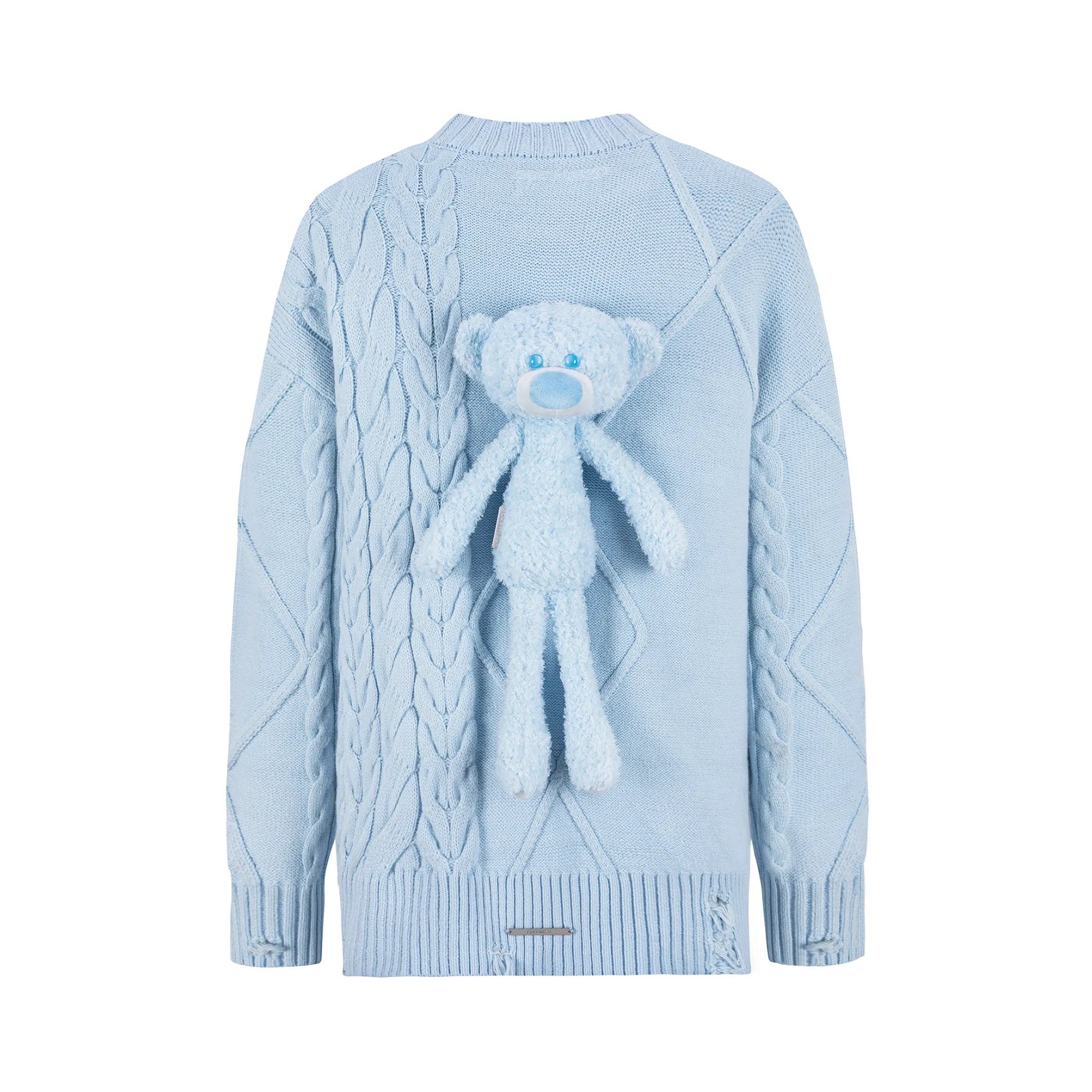 13DE MARZO Bear Embossment Weave Sweater