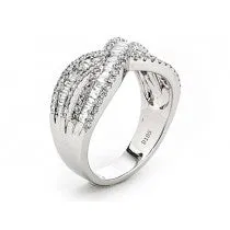 18KW Diamond Cross Over Fashion Ring w/ 0.98 ctw, Size 6.5