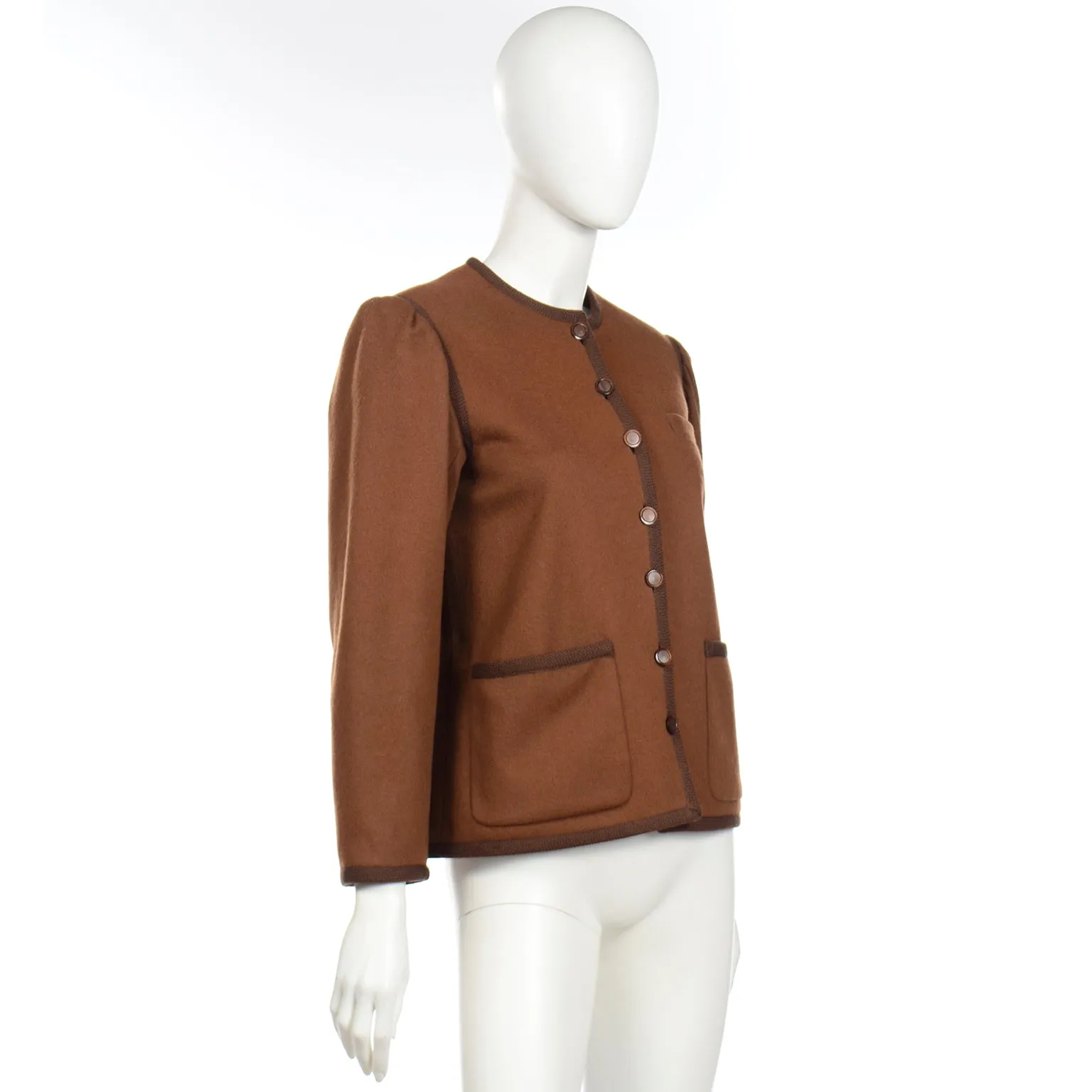 1970s Yves Saint Laurent Brown Wool Vintage Russian Inspired Jacket
