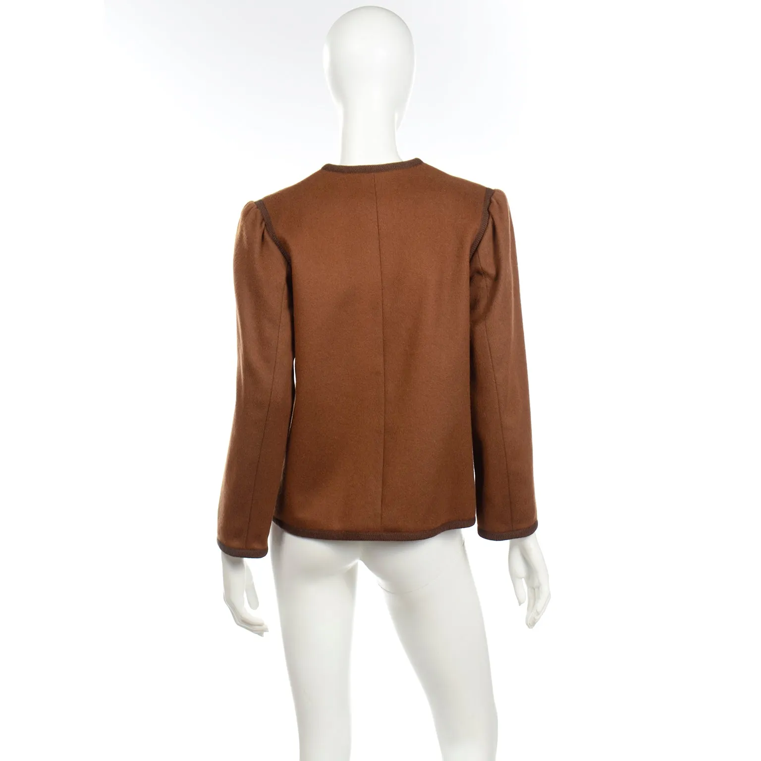 1970s Yves Saint Laurent Brown Wool Vintage Russian Inspired Jacket
