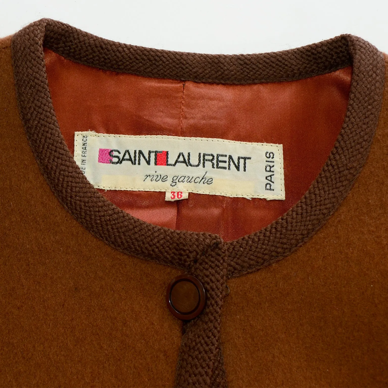 1970s Yves Saint Laurent Brown Wool Vintage Russian Inspired Jacket