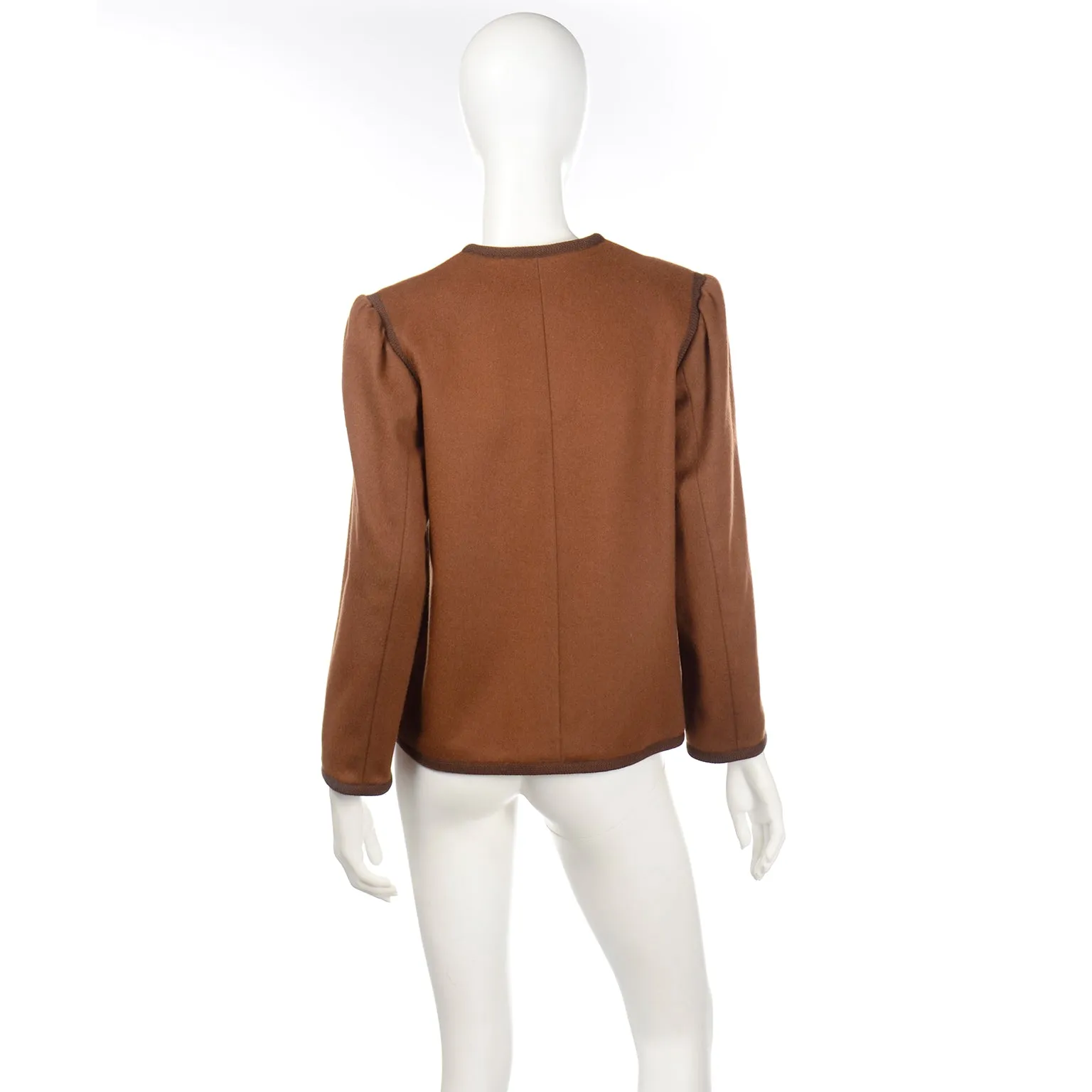 1970s Yves Saint Laurent Brown Wool Vintage Russian Inspired Jacket