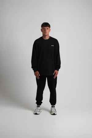 44 APPAREL OVERSIZED LONG SLEEVE T-SHIRT - WASHED BLACK