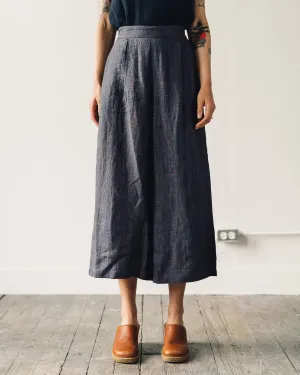 7115 Linen Cropped Wide-Legged Trouser, Slate Gray