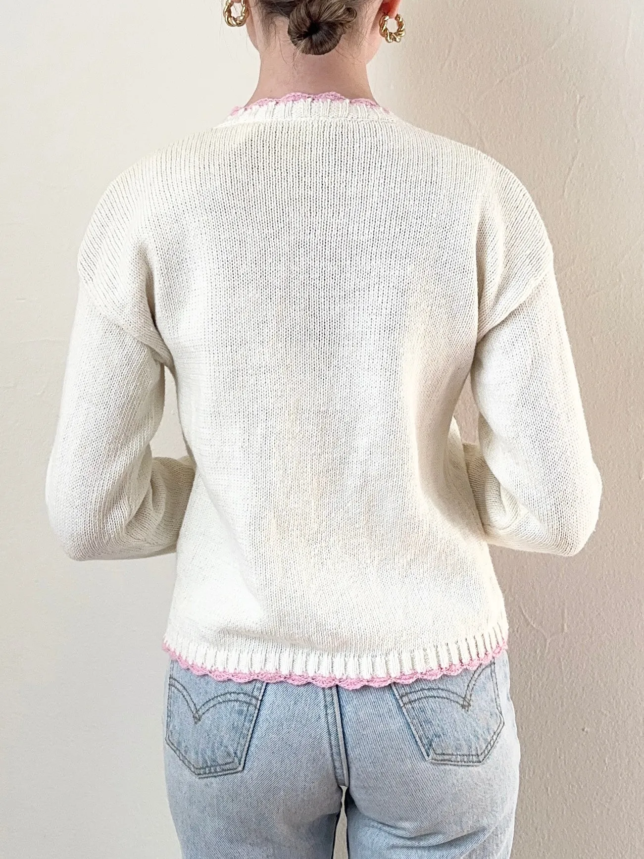 80s 90s Teddy Bear Cardigan Sweater (xxs)
