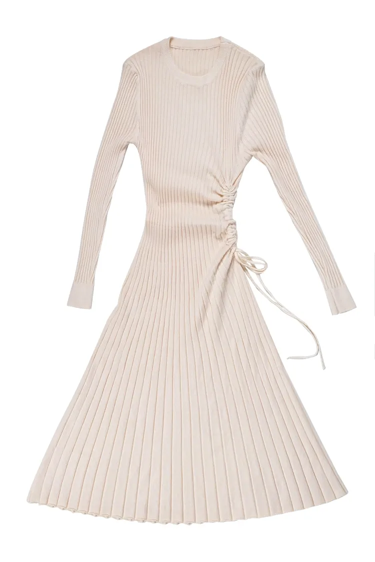 8GIRLS DESIGN KNITTED MIDI DRESS WITH DRAWSTRING WAIST