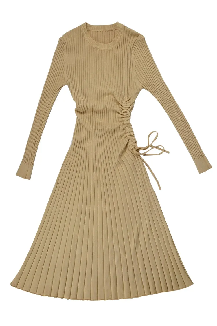 8GIRLS DESIGN KNITTED MIDI DRESS WITH DRAWSTRING WAIST