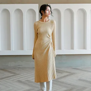 8GIRLS DESIGN KNITTED MIDI DRESS WITH DRAWSTRING WAIST