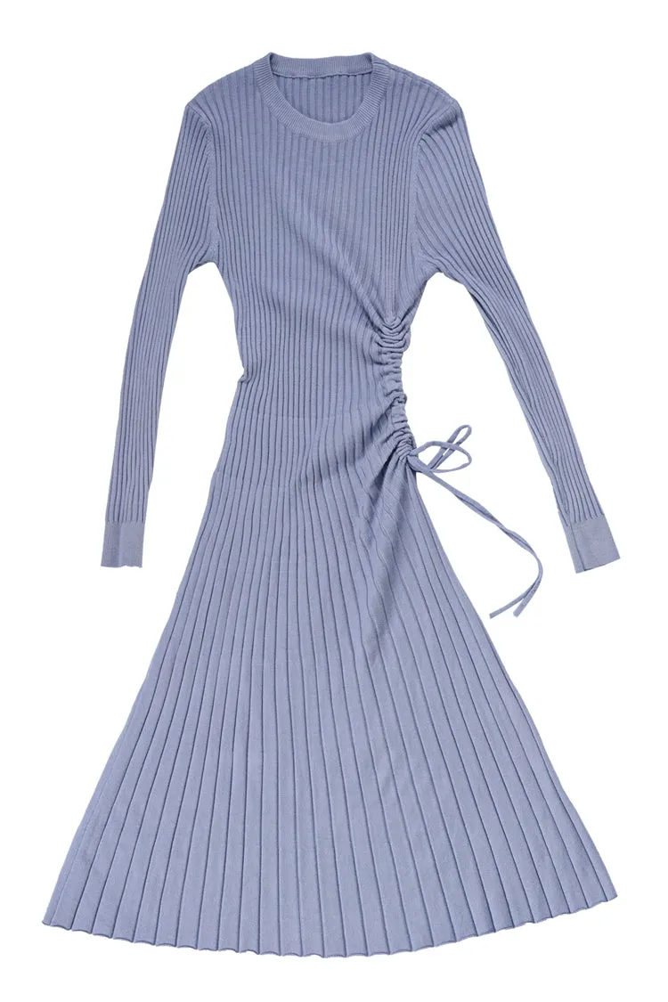 8GIRLS DESIGN KNITTED MIDI DRESS WITH DRAWSTRING WAIST