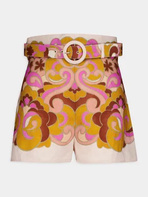 Acadian Linen Coral Fitted Shorts