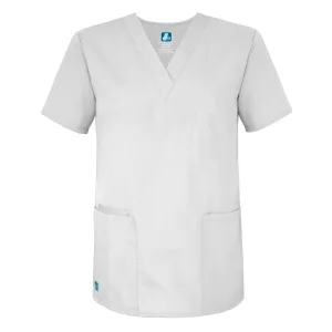 Adar Universal Unisex V-Neck 2 Pocket Scrub Top White L