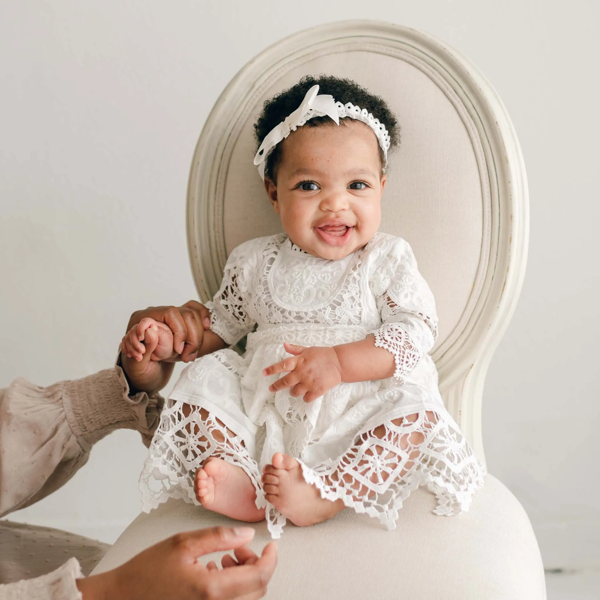 Adeline Lace Christening Dress & Bloomers
