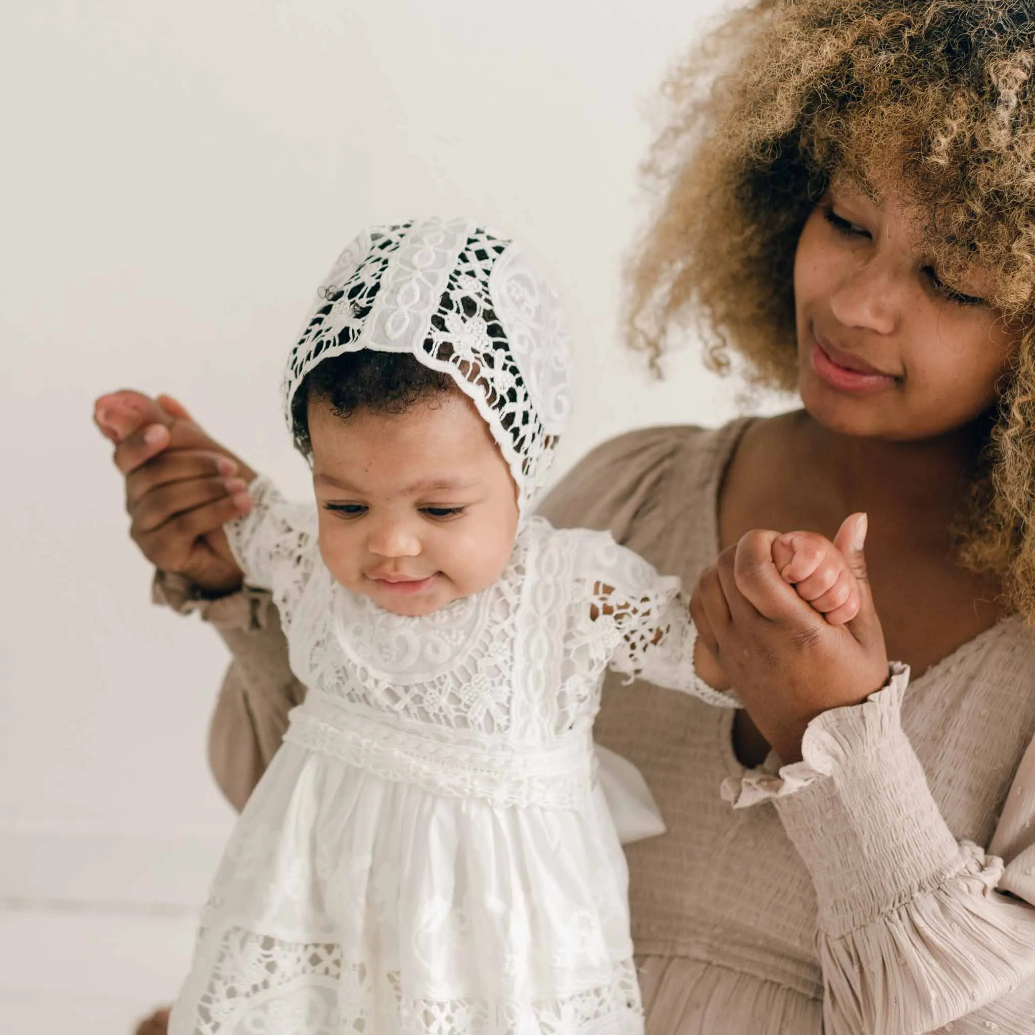 Adeline Lace Christening Dress & Bloomers