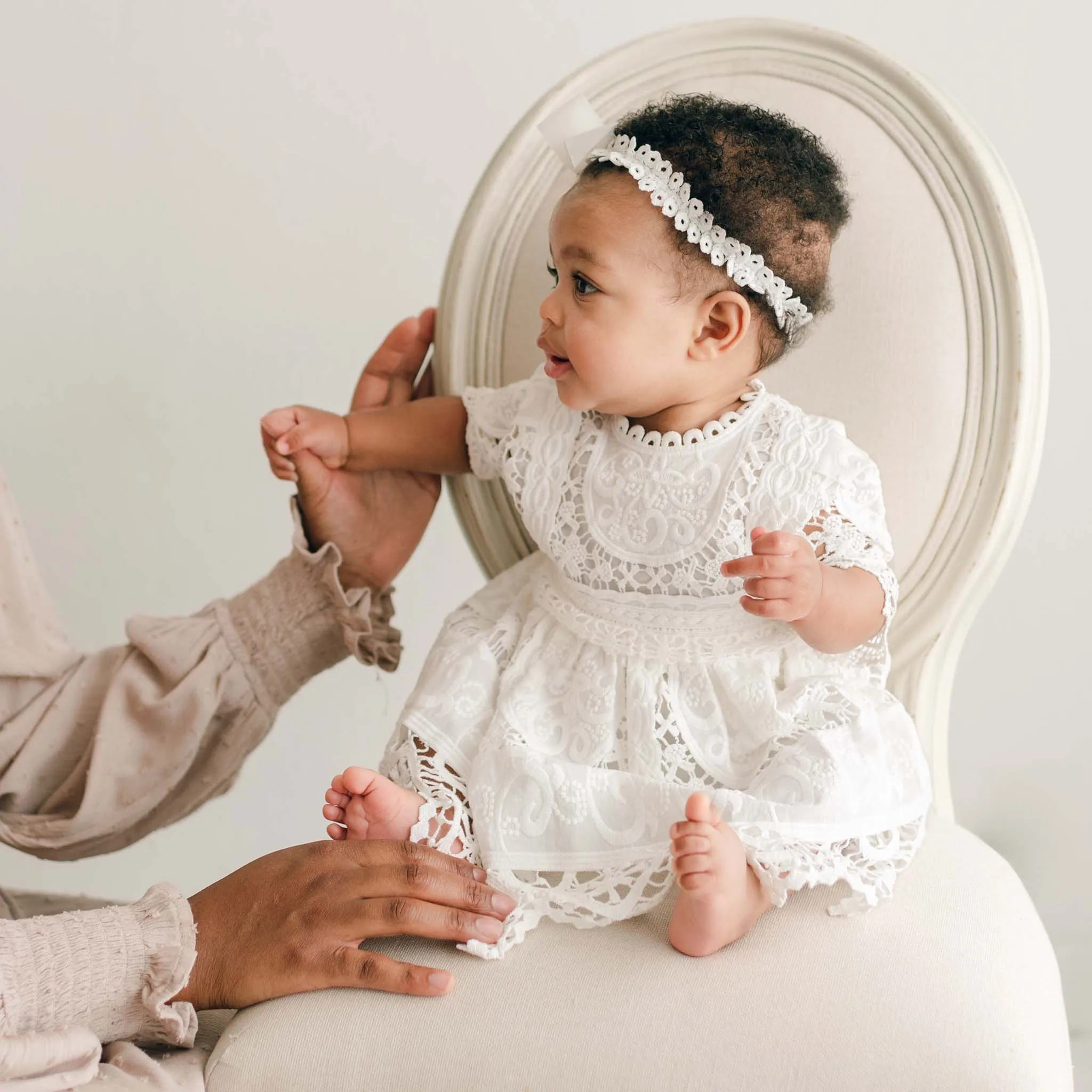 Adeline Lace Christening Dress & Bloomers