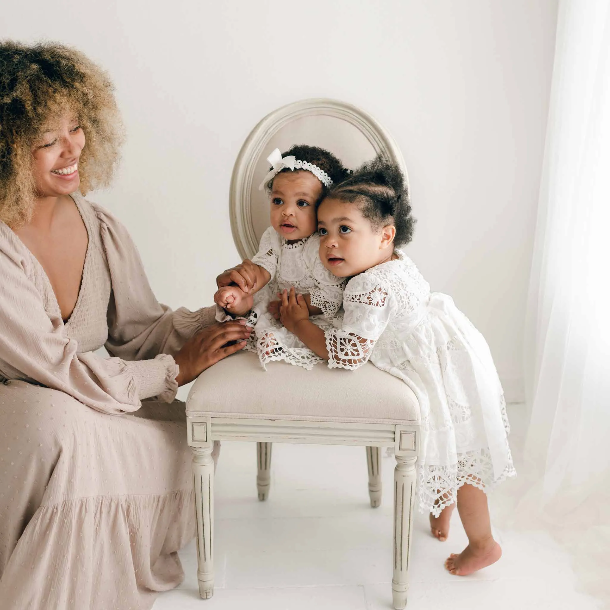 Adeline Lace Christening Dress & Bloomers