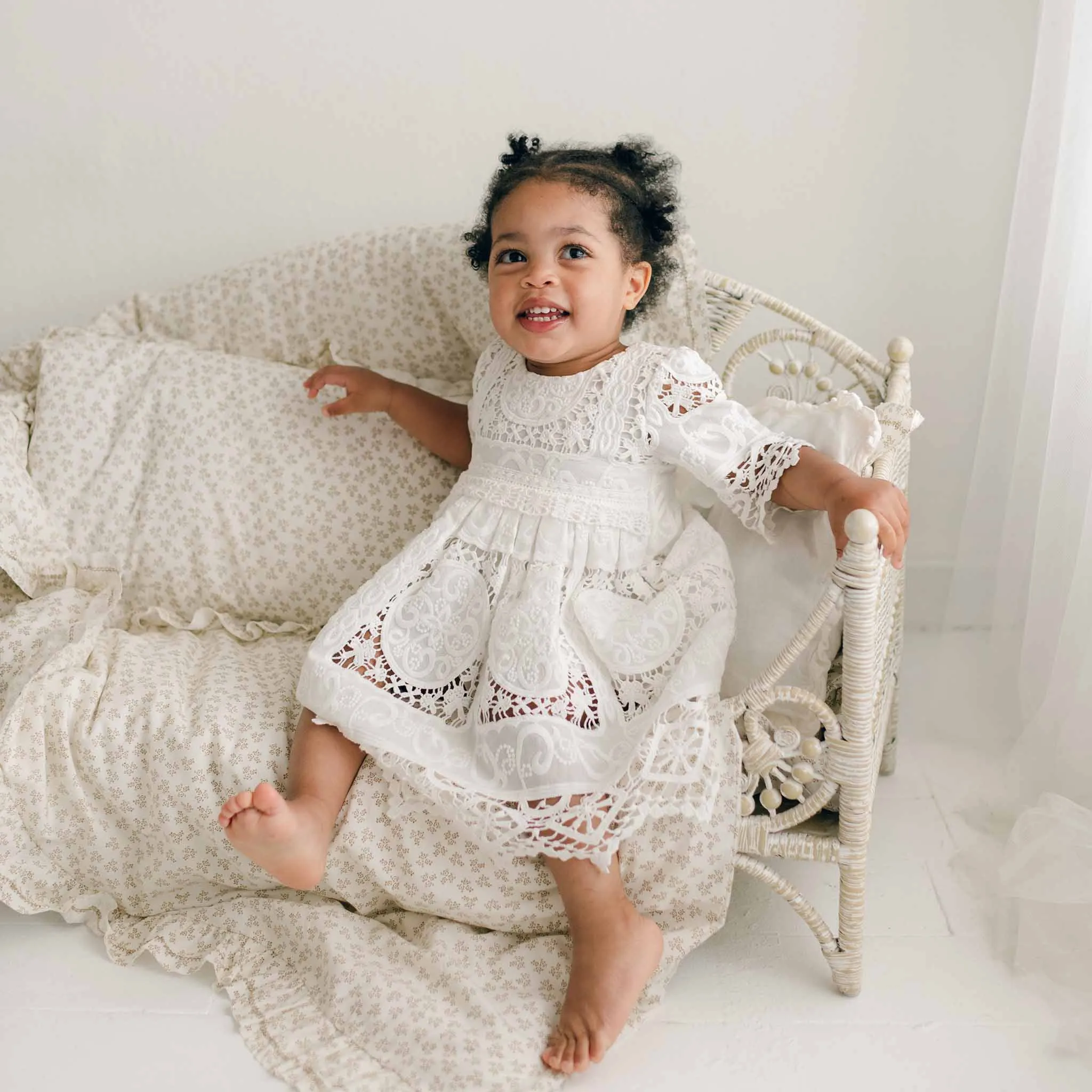 Adeline Lace Christening Dress & Bloomers