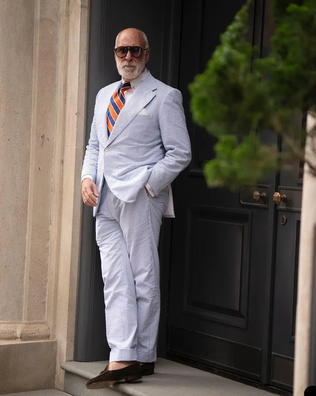 Aidase Blue Men Suits 2 Pieces Pinstripe Blazer Pants Tailored One Button Fashion New Formal Business Groom Causal Tailored