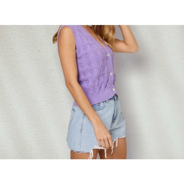 Alessia Sweater Vest-Lavender