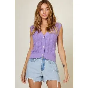 Alessia Sweater Vest-Lavender