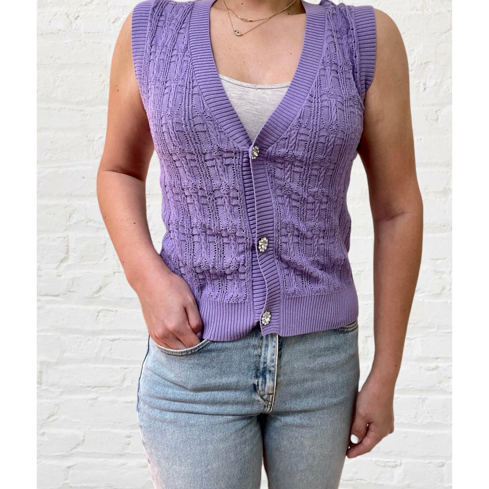 Alessia Sweater Vest-Lavender
