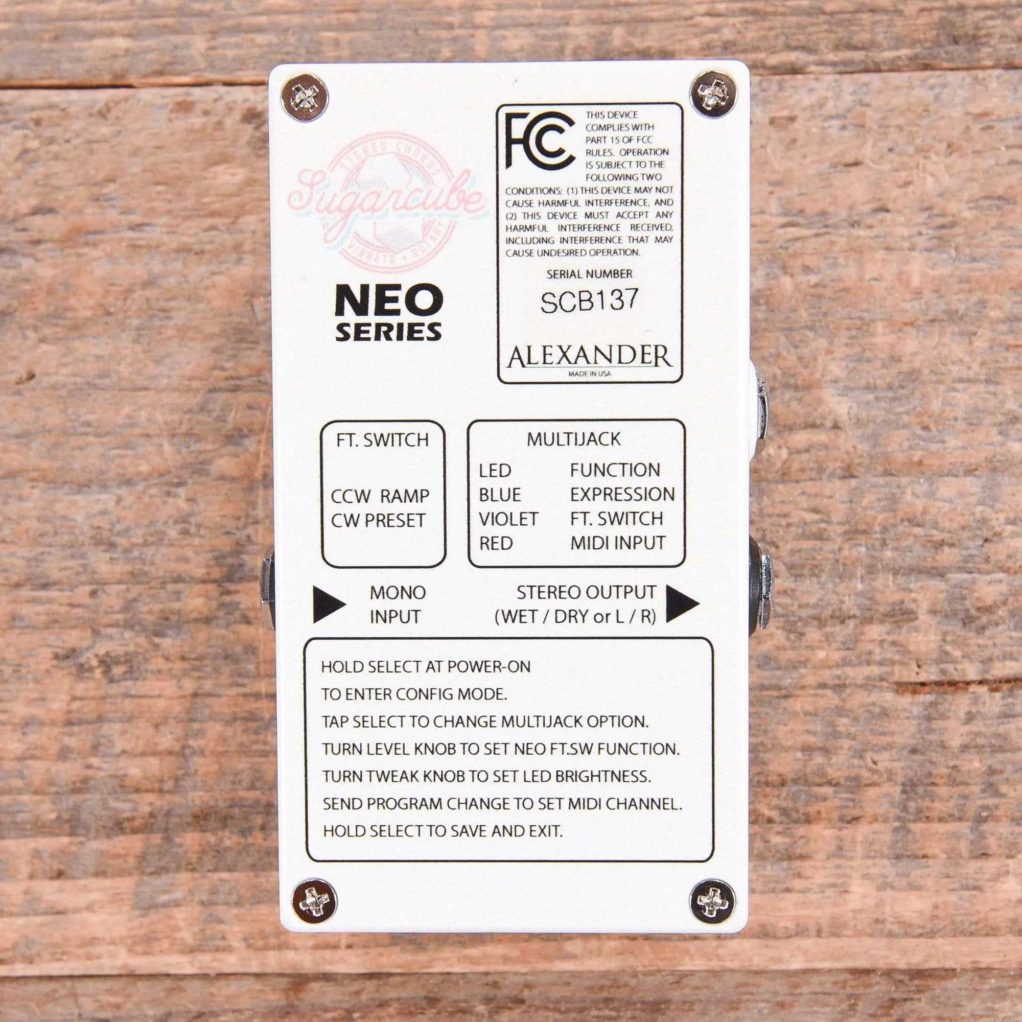 Alexander Sugarcube Stereo Chorus, Vibrato, Rotary Pedal