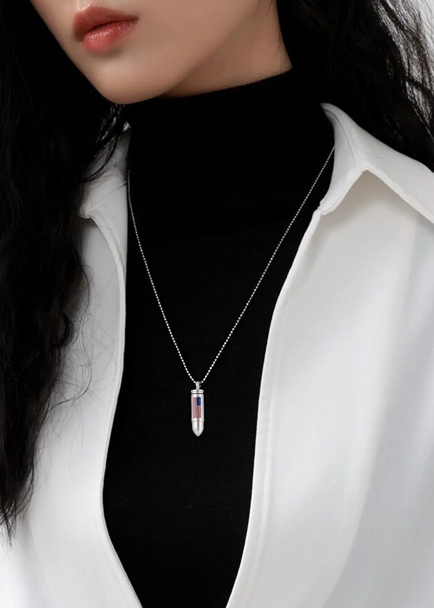 Alilang American Flag Jewelry Red Blue Crystal Rhinestones Necklace Pendant
