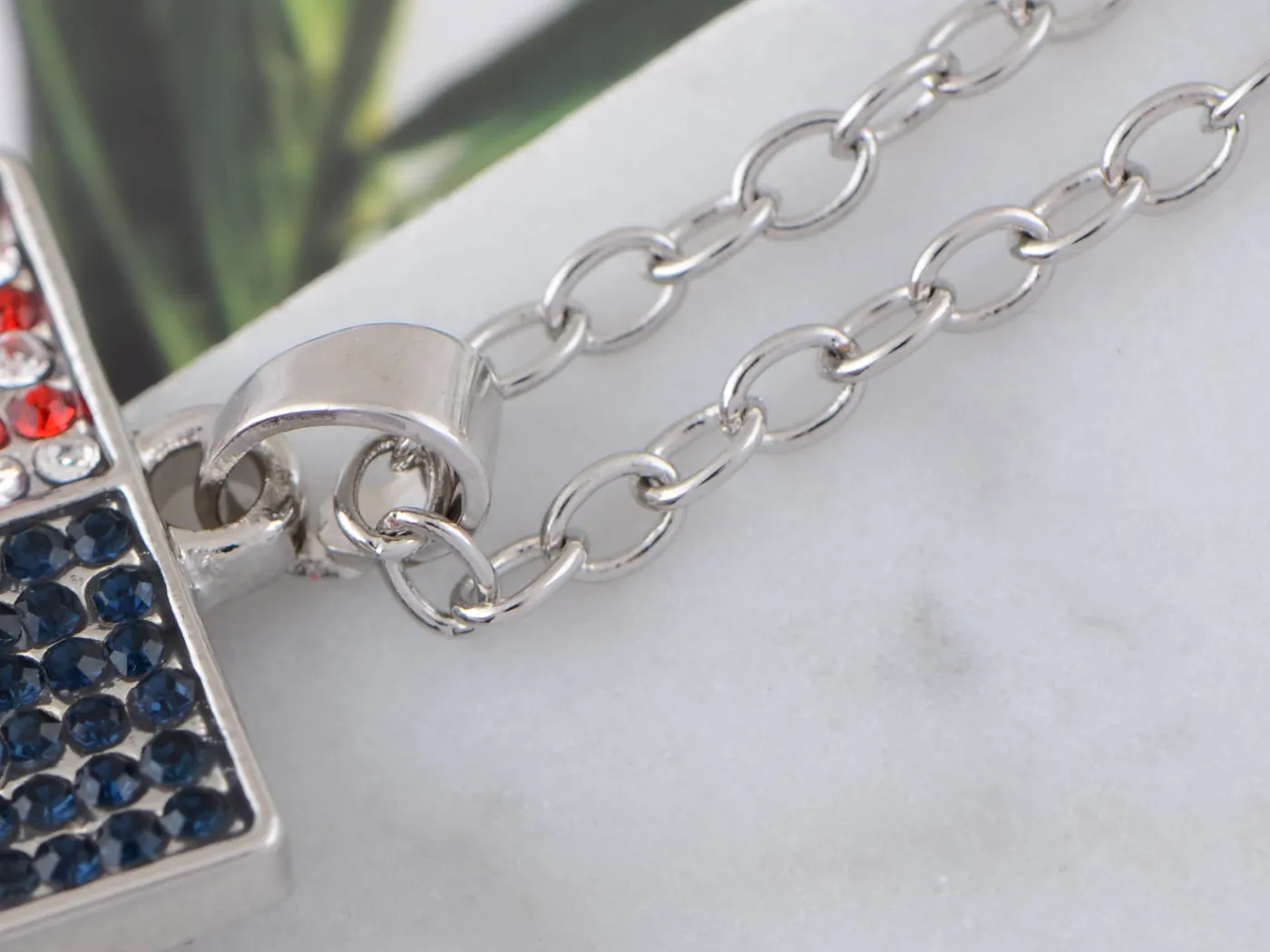 Alilang American Flag Jewelry Red Blue Crystal Rhinestones Necklace Pendant
