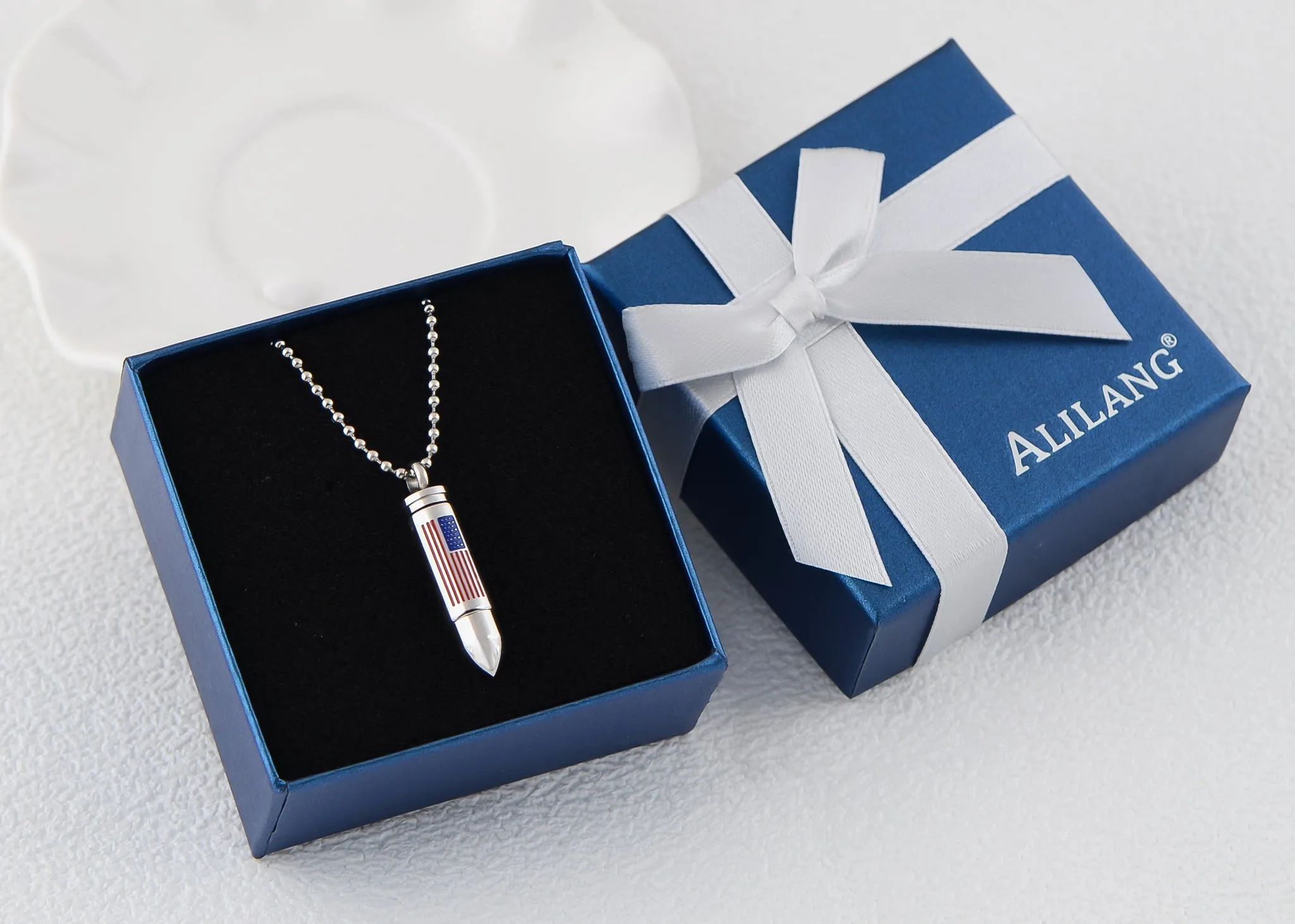 Alilang American Flag Jewelry Red Blue Crystal Rhinestones Necklace Pendant