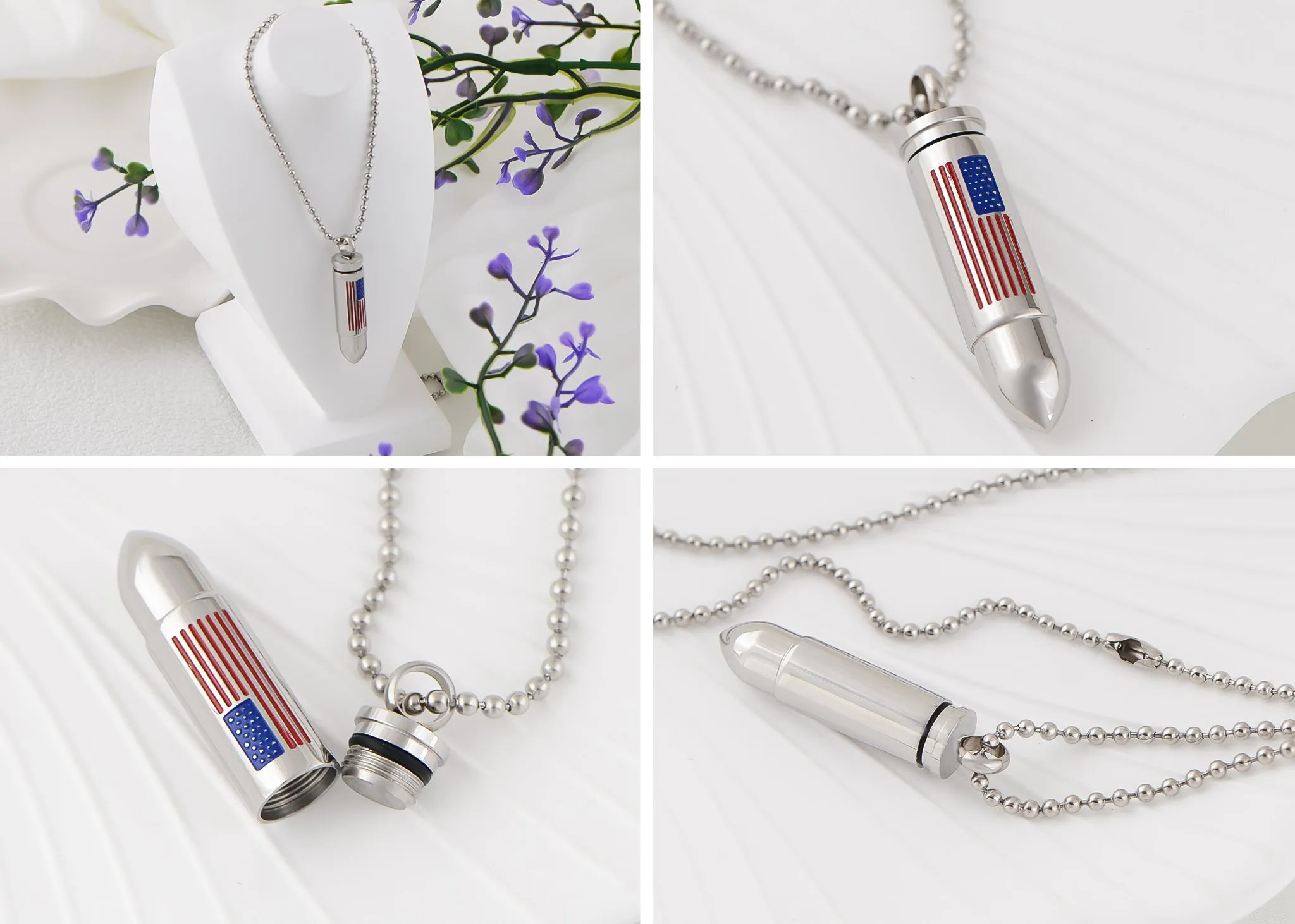 Alilang American Flag Jewelry Red Blue Crystal Rhinestones Necklace Pendant
