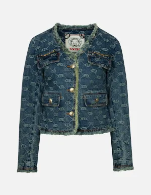 Allover Logo Jacquard Fashion Fit Denim Jacket