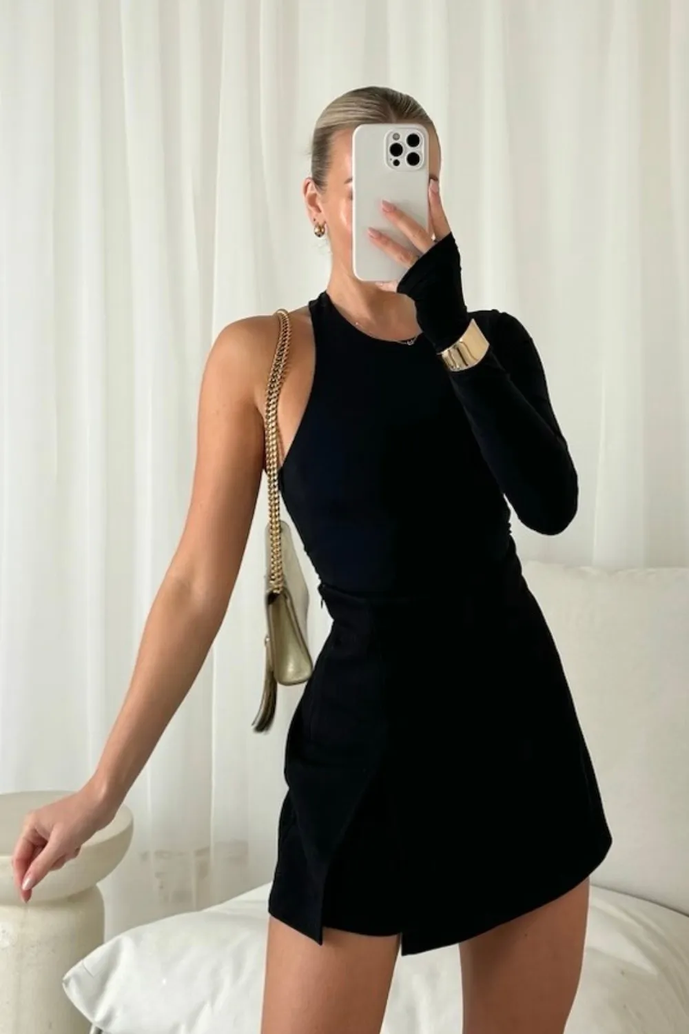 Amelia black tailored skort