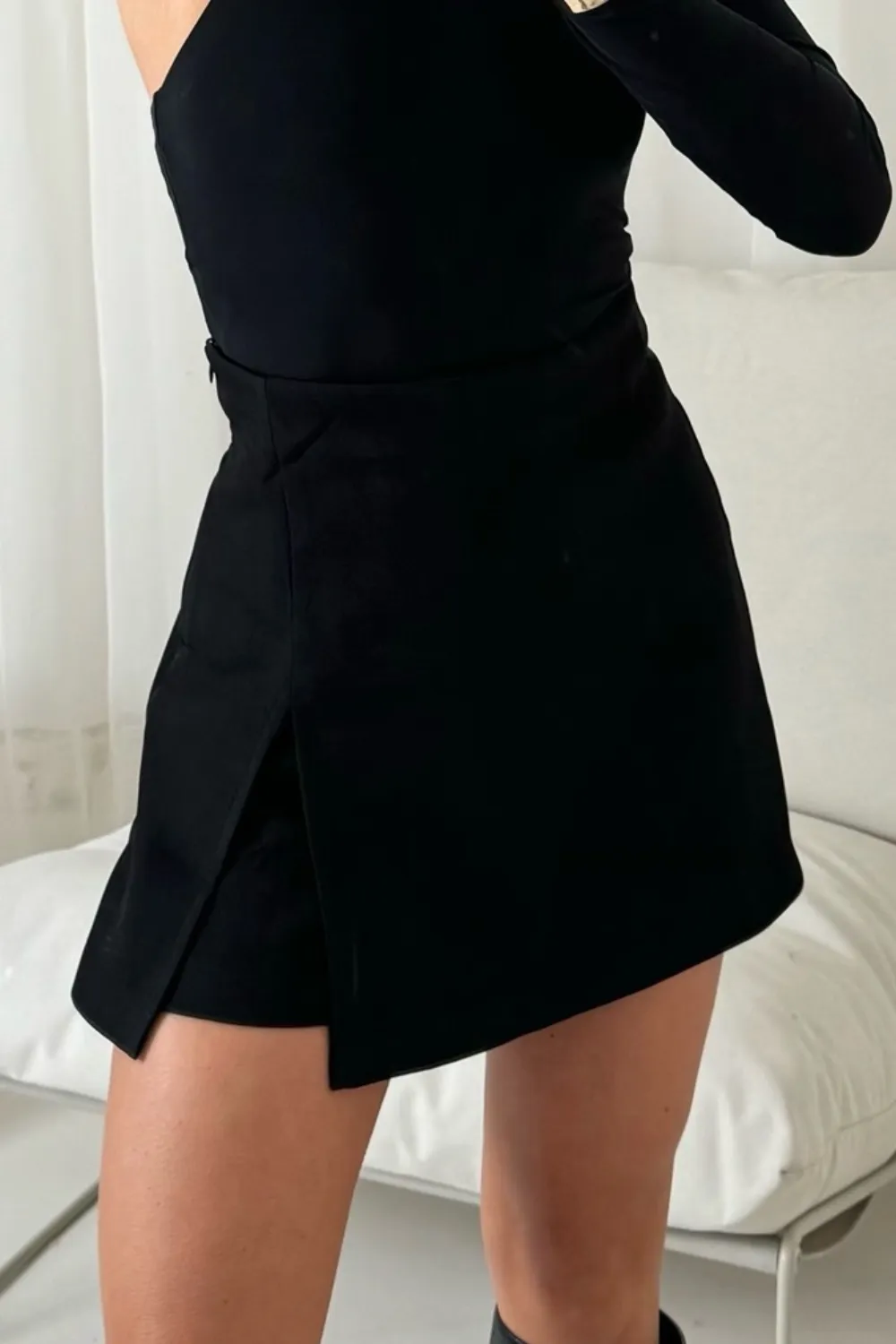 Amelia black tailored skort