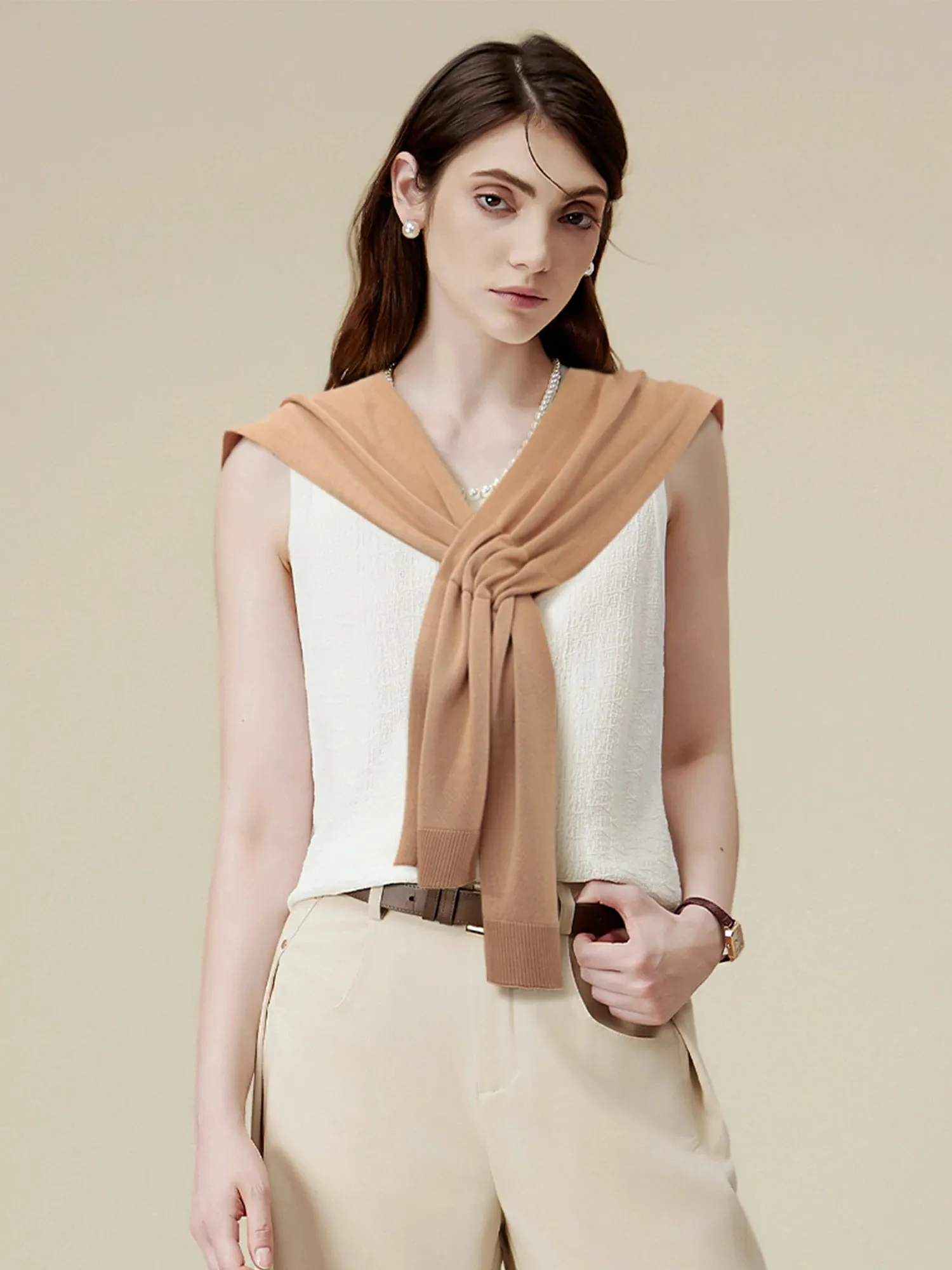 Amoretu Women's 100% Lyocell Knitted Knotted Shawl Wraps Detachable False Collar