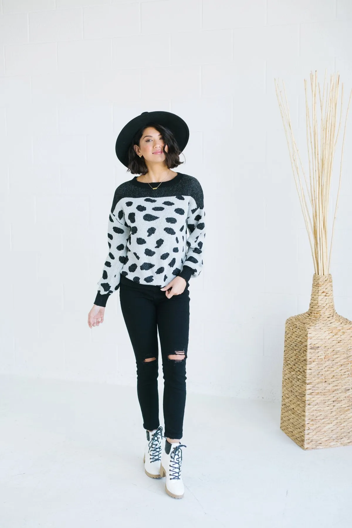 Animal Print Colorblock Sweater