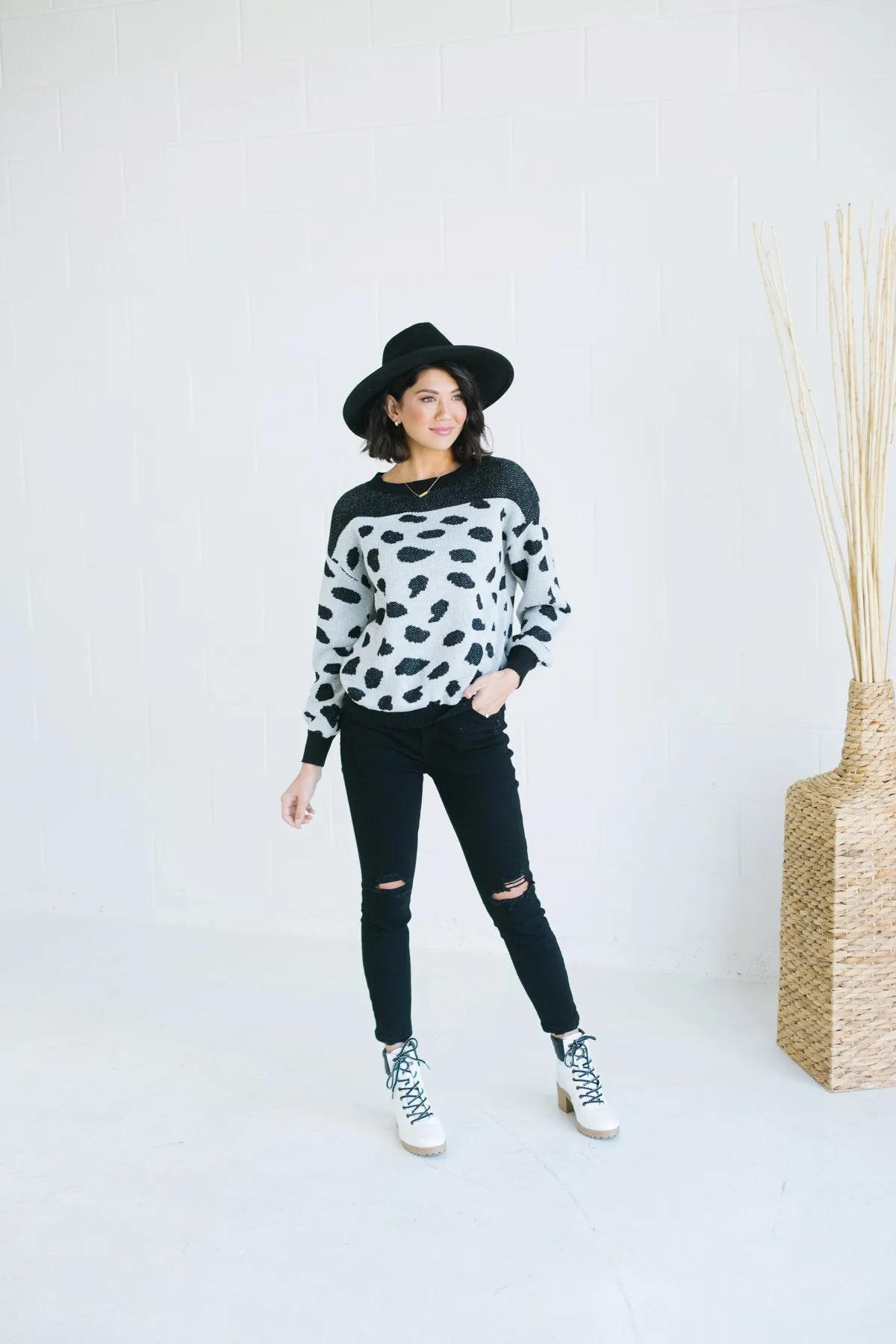 Animal Print Colorblock Sweater