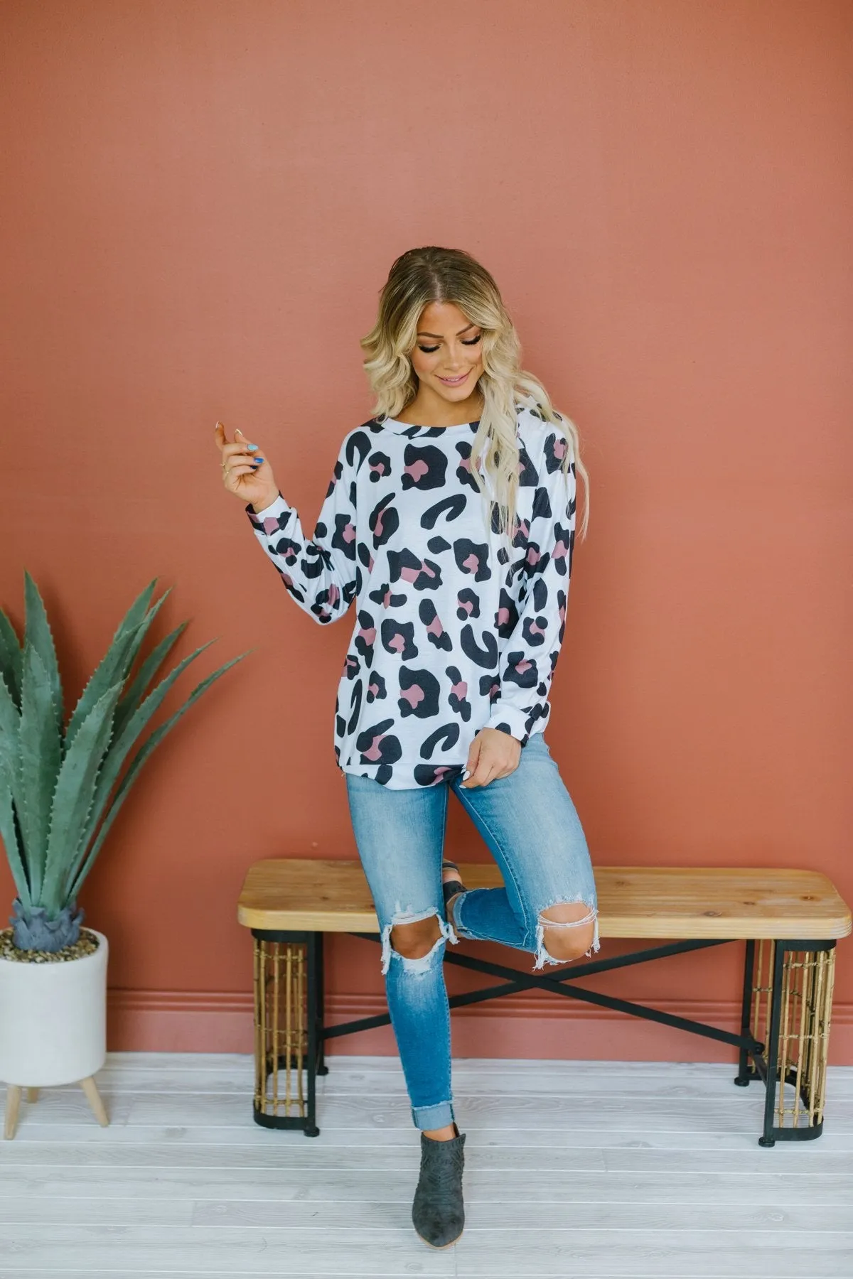 Animal Print Long Sleeve Top