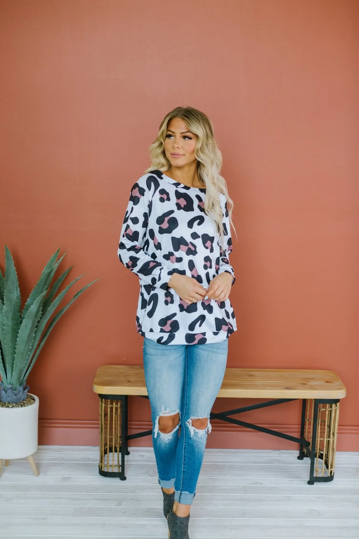 Animal Print Long Sleeve Top