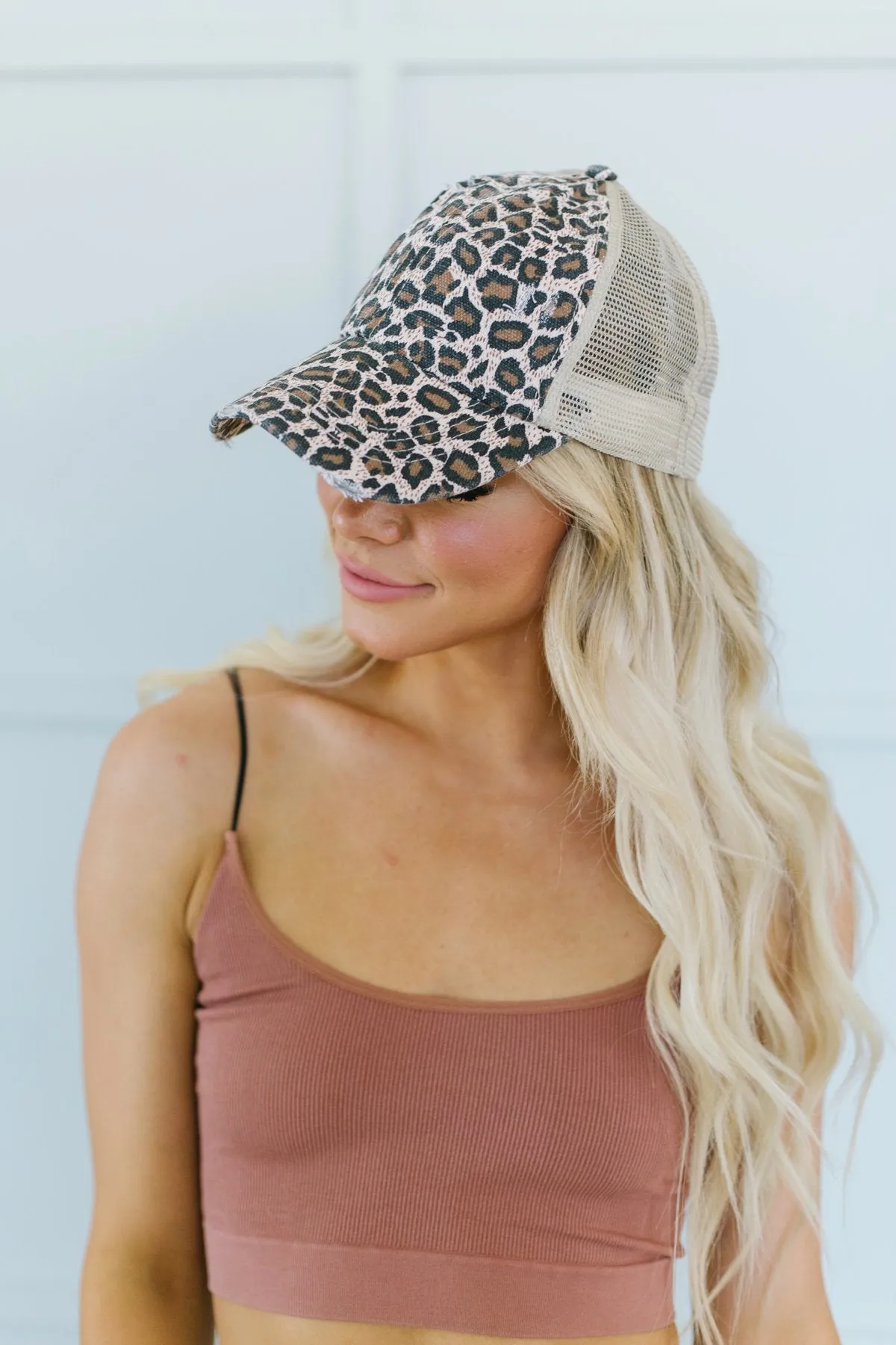 Animal Print Pony Tail Hat