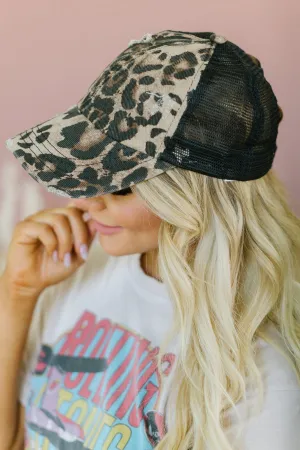 Animal Print Pony Tail Hat