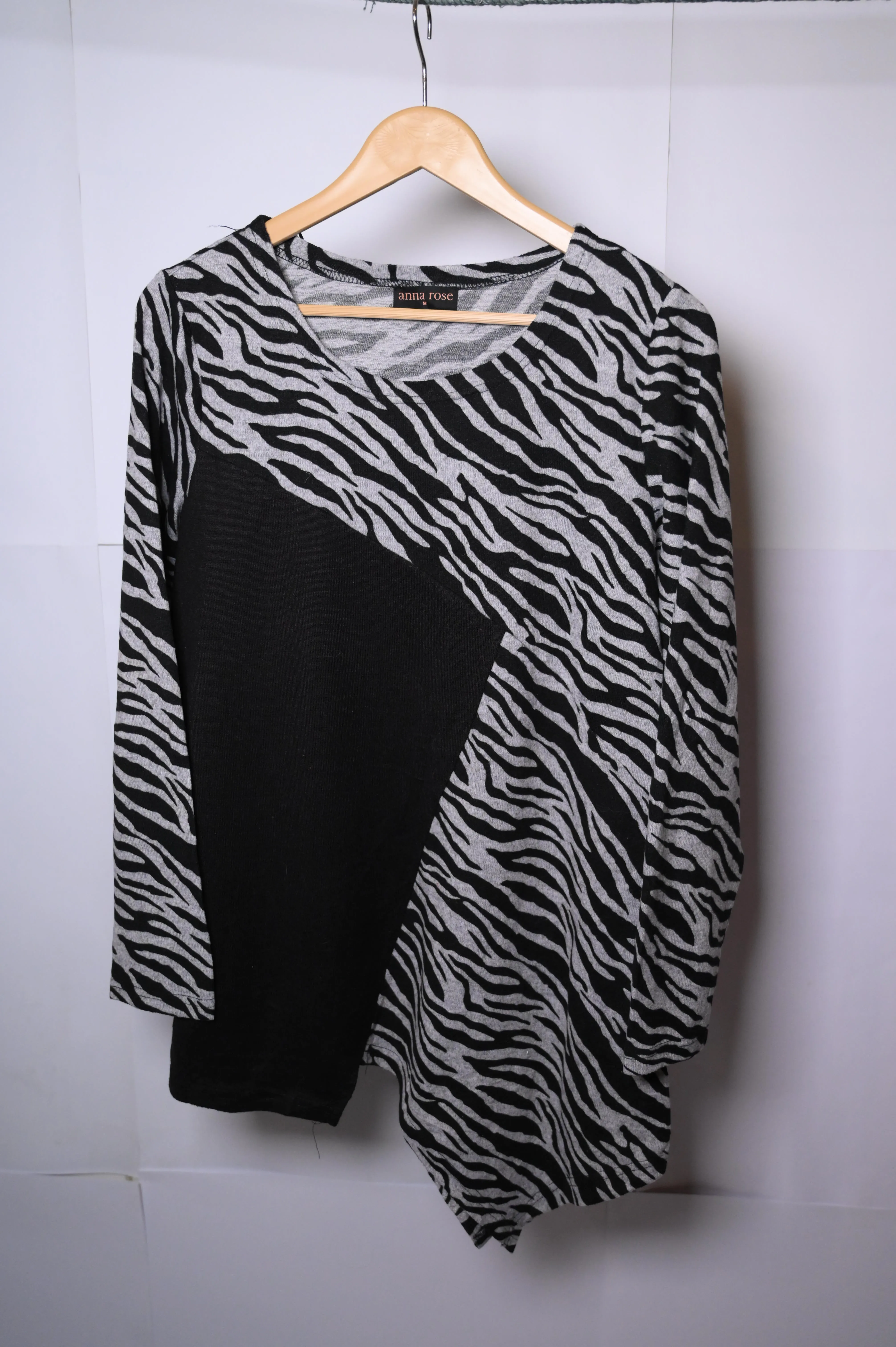 Anna Rose Black Grey Zebra Medium Sweatshirt