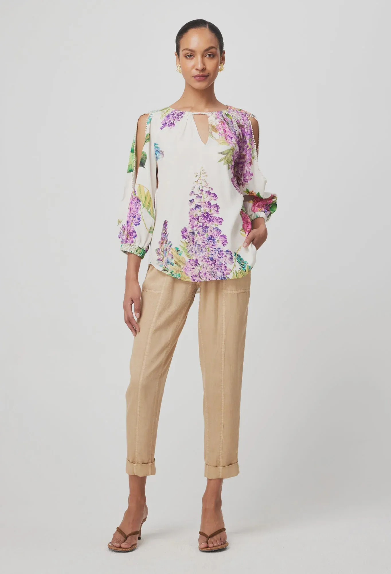 Annabelle Dobby Blouse - White Wisteria