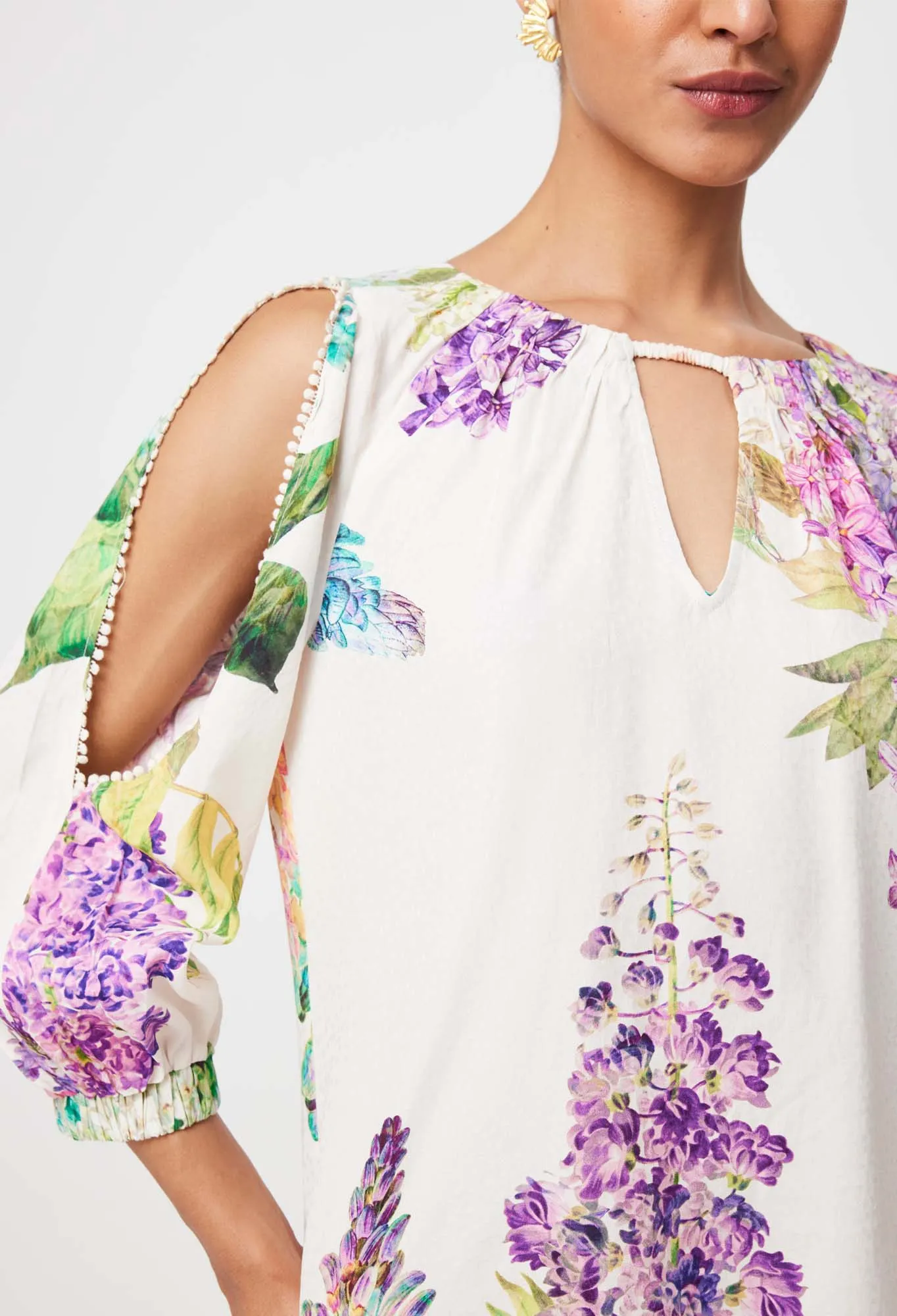 Annabelle Dobby Blouse - White Wisteria