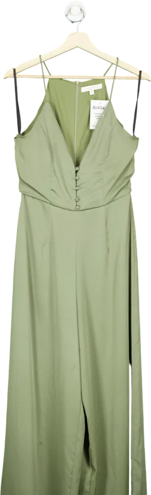 Another Look Olive Green Wide Leg Jumpsuit UK 10