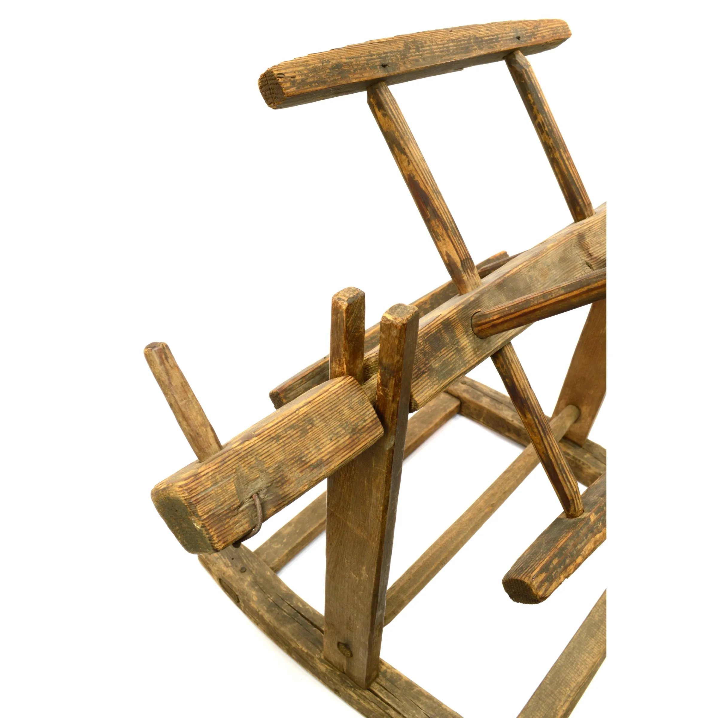 Antique YARN WINDER Primitive & Crude STRING SPINNER Oak WOOD NAILS Decor c.19th