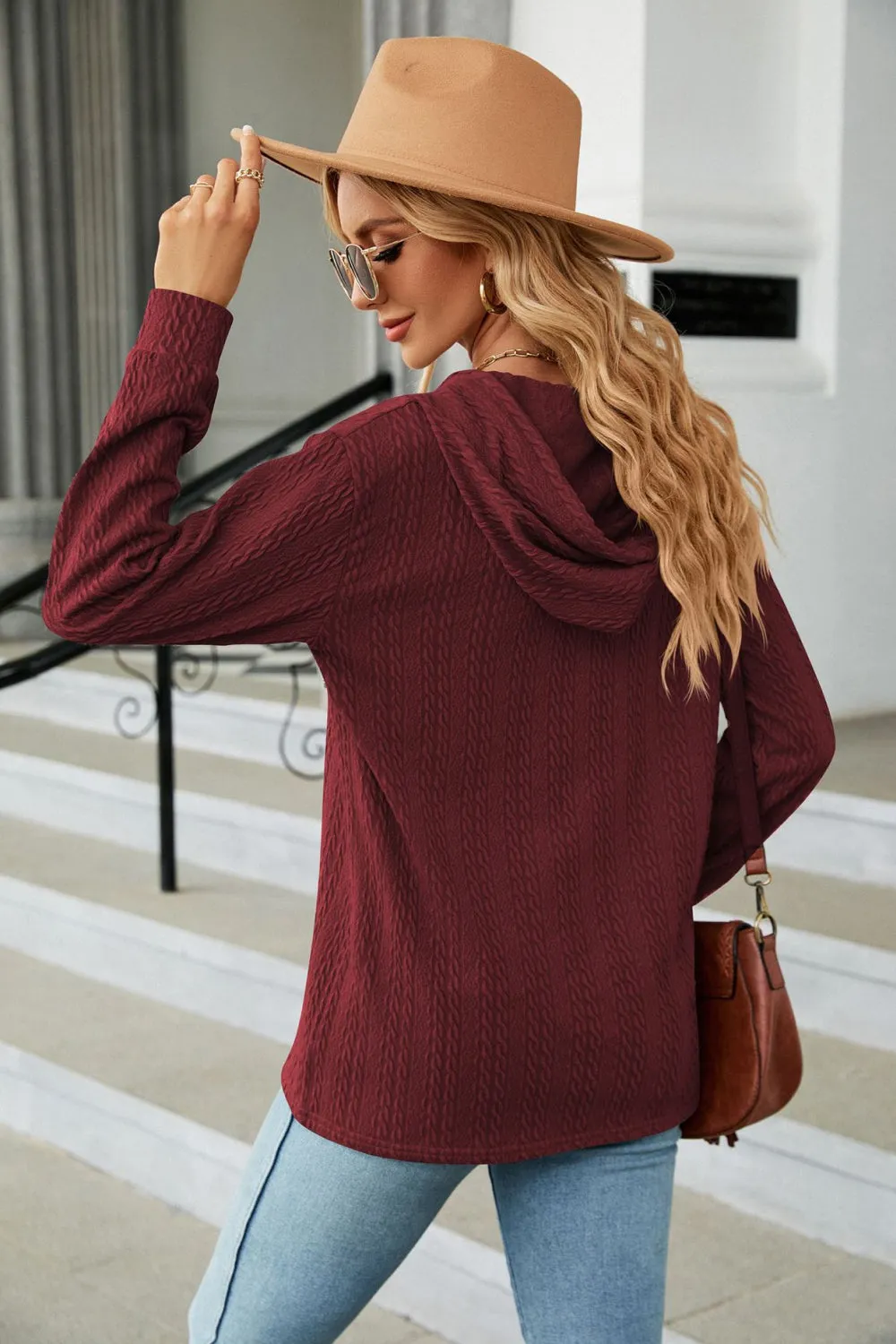 *APP EXCLUSIVE* Cableknit Long Sleeve Hoodie